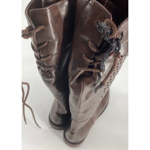 Valenti Franco BARCELONA women 8.5 BROWN mid calf lace up round toe heel BOOTS - Picture 7 of 9